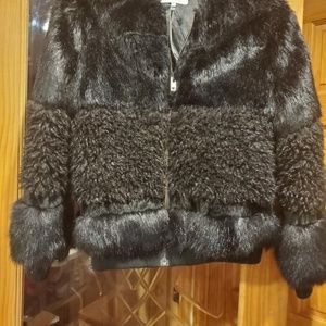 John & Jenn Faux Fur Bomber Jacket - Large